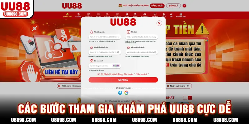 Trở thành thành viên UU88 chỉ với vài thao tác